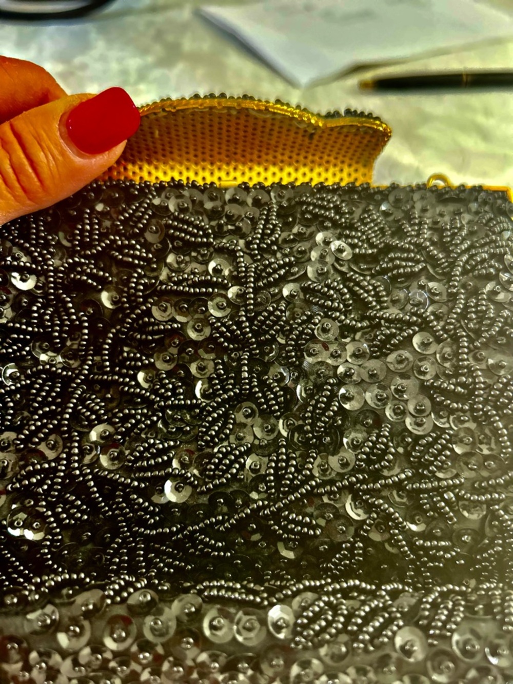 Purse. Vintage Hollywood Beaded 1940’s evening bag. Dark black. Great condition. - Picture 9 of 10
